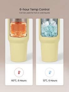 GLOWMODE 40 OZ Big Sips Insulated Stainless Steel Portable Travel Collapsible Straw Car Cup Holder Compatible Hot Cold Drink Tumbler Daily Casual - Yellow - View 2