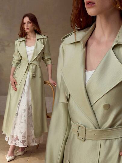 MOTF PREMIUM WOMEN'S SPRING/SUMMER LINEN-LIKE COTTON CASUAL ELEGANT BELTED TRENCH COAT
