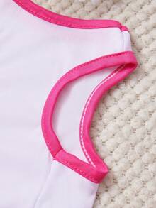 PETSIN 1pc Cool Bear Drinking Milk Tea Letter Printed Pet Tank Top Rose Red Pinwhite Vacation Style Soft, Breathable And Comfortable Pet Clothes - Multicolor - View 3