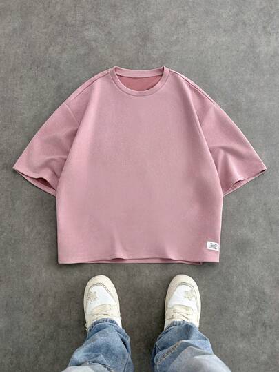 SWAVVY Men's Solid Color Round Neck Casual Versatile Commuting Short Sleeve T-Shirt