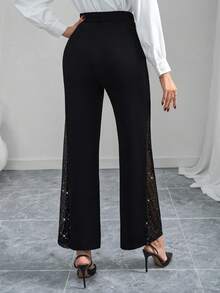 SHEIN Clasi 女士新款优雅高腰显瘦舒适弹力升级棉质面料日常休闲阔腿裤女式水钻阔腿裤女式阔腿裤黑色阔腿裤黑色网纱裤商务休闲女裤蕾丝裤女式优雅裤女式黑色罩衫裤瑜伽裤瑜伽裤Zenske Pantalone Yrack Suits女士瑜伽裤女裤黑色阔腿裤闪亮网纱裤黑色阔腿裤女式阔腿裤斑马纹裤斑马纹裤女式尊巴裤 - 黑色 - 查看 2