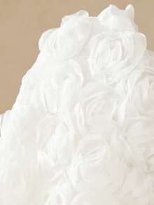 Aveloria Rosie 法式优雅女士约会/情人节精致3D立体花卉装饰V领撞色腰部喇叭短袖连衣裙 - 彩色 - 查看 7