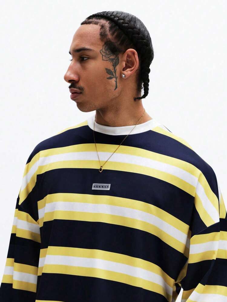 Oversized Long Sleeve Horizontal Striped Tee