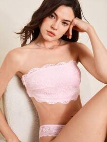 Women's Front Closure Minimalist Fitted Casual Wireless Bra - Pink - View 9