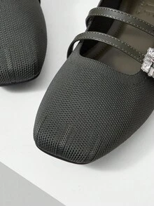 MOTF PREMIUM Zapatos planos de piel sintética (PU) con decoración de rhinestones - Verde Oscuro - Ver 9
