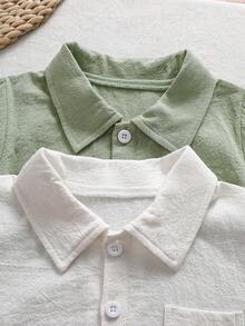 Baby Boy Casual Deer Print Short Sleeve Romper - Multicolor - View 6