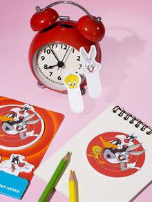 LOONEY TUNES X SHEIN 80张记事本套装，可爱记事本，书写备忘录页标记，猫咪儿童办公学习用品创意礼物 - 混色 - 查看 2