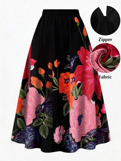 GlowEve CURVE Plus Size Printed Elegant Skirt
