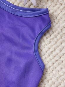 PETSIN 1件可爱天使翅膀爱妈妈印花宠物背心紫色柔软透气舒适宠物衣服 - 紫色 - 查看 2