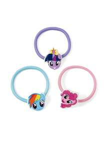 My Little Pony X SHEIN 6条装，可爱卡通糖果色发带，女士发绳，弹性不伤发，橡皮筋，扎头发，马尾辫发型，蓝色，粉色，紫色。 - 彩色 - 查看 6