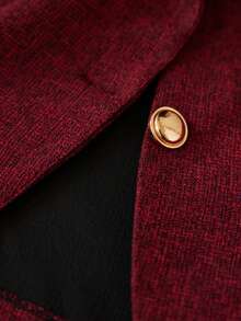 BELROSIE New Arrival Intellectual Elegant Commuter Style Thin Tweed Vest Top & Pleated Skirt 2-Piece Set For Women - Burgundy - View 7