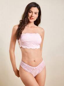 Women's Front Closure Minimalist Fitted Casual Wireless Bra - Pink - View 3