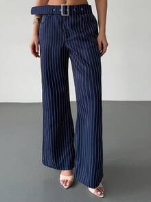 Rafferiza Quần sọc thời trang, gợi cảm, thanh lịch dành cho nữ, ống đứng ôm sát, gấu quần loe, cạp rộng có khóa kim loại, khóa kéo phía trước, lưng thun. - Nhiều màu - Xem 5