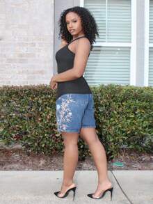 Steph T Casual Basic Ribbed White Tank Top With Deep U-Neck And Narrow Armholes, C Style - Black - View 5