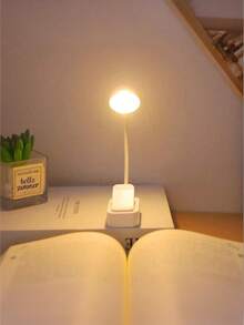 Teckwe 1pc 4-LED White Clip-On Eye-Care Reading Light, Rechargeable Book Light, 3 Color Temperatures, Dimmable Brightness, Mini Portable Clip-On Reading Lamp, Type-C Data - one-size - View 5