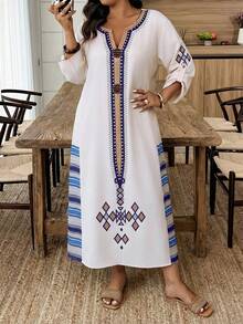 Weeklong 女士撞色印花长连衣裙，休闲不规则下摆连衣裙 - 彩色 - 查看 3