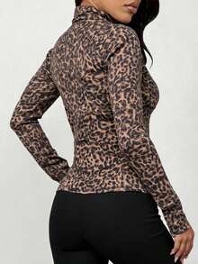 DAZY Áo khoác thể thao năng động họa tiết da báo, thích hợp cho mùa xuân và mùa hè. - Cà phê nâu - Xem 2