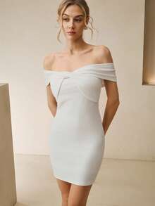 Anewsta Elegant Romantic Fashionable Date Night Fitted Dress For Women, Spring/Summer - White - View 4