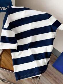 SHEIN 青少年/青年男童休闲条纹洛杉矶和幸运印花圆领T恤，春夏款 - 彩色 - 查看 2