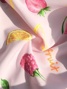 Vivid Eden Plus Size Women's Strawberry & Pineapple Fruit Print Pink Camisole Dress,Cute Summer Boho Beach Holiday Vacation Outfit,Picnic Fruit Print Dress - Pink - View 7