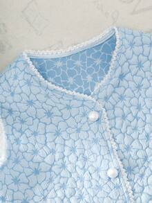 女童提花背心和短裤套装 - 藍色 - 查看 3