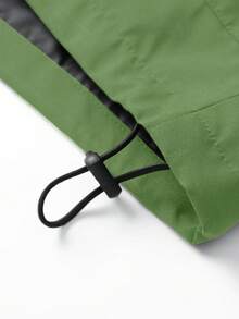 Manfinity Campus Court 男士休闲百搭运动立领夹克，大图案印花，年轻情侣款，大口袋设计，秋冬外套 - 綠色 - 查看 4