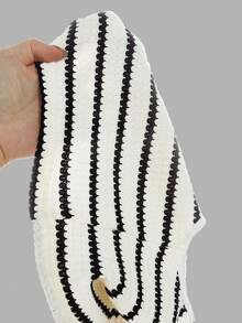 Firerie Kids 少女黑白条纹不对称肩部上衣和宽松长裤两件套，休闲日常百搭，适合外出、旅行、拍照等场合 - 黑與白 - 查看 12