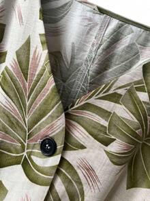 SHEIN Holidaya Summer Tropical Plant Print Loose Short Dress - Green - View 4