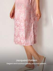 LUVLETTE Đầm ngủ satin màu hồng nữ tính dễ thương - Áo ngủ dáng rộng thoải mái kiểu sơ mi, đồ ngủ ngọt ngào, đồ ngủ kiểu bạn trai, đồ ngủ cưới, váy cho nữ - Hồng - Xem 7