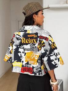 Coolane 女士春夏复古学院风格子宽松露脐上衣红色衬衫，适合新年穿着 - 黃色 - 查看 5