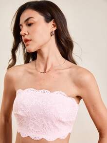 Women's Front Closure Minimalist Fitted Casual Wireless Bra - Pink - View 8