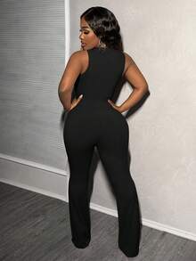Slaydiva 2pcs/Set Summer Casual All-Match Ribbed Sleeveless Tank Top And Flare Pants Set Work From Home Outfits Women S Tracksuit Wool Two Piece - Black - View 7