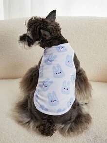 PETSIN 1 pieza Chaleco para mascota con estampado azul y blanco de conejo lindo - Multicolor - Ver 2