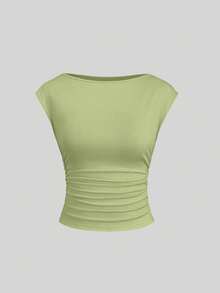 Sweetra 3pcs/Set Sexy Backless Breathable Moisture-Wicking Fitted Women Short Sleeve Top/T-Shirt - Multicolor - View 4