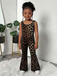 SHEIN 女童黑色针织露背吊带背心和裤子套装，可爱休闲日常百搭时尚装扮 - 棕色 - 查看 3