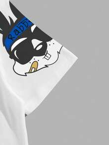 Chillumni Bộ 2 món đồ nam cỡ lớn, áo thun và quần short in hình động vật ngộ nghĩnh. - trắng - Xem 4