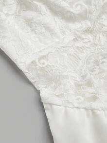 Qadelle Top de tirantes finos de estilo suelto y elegante, con diseño de encaje blanco, parches y decoración de perlas, de doble capa y silueta evasé, ideal para uso casual, al aire libre, de paseo, de playa o de fiesta, de estilo versátil y de alta gama, nueva colección primavera/verano - Blanco - Ver 6