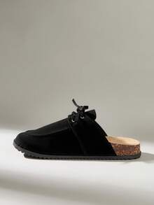 Solecia Sapatos femininos casuais de sola grossa, sem fecho, para uso em casa ou ao ar livre. - Preto - Ver 6