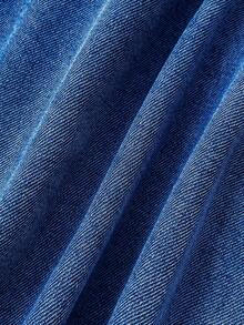 Vestido de mezclilla con tirantes y decoración de lazo para uso casual y citas - Azul lavado medio - Ver 6