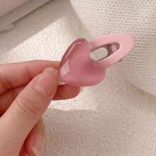 Joivida 1Pc/2Pcs Metal Oval Pink Heart Hair Clip, Elegant And Girly Duckbill Clip, Cute And Sweet Front And Side Bangs Hair Accessory. - Love clip - View 4