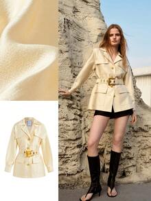 MOTF PREMIUM CHAQUETA DE MUJER CON HOMBROS ANCHOS, CINTURA CEÑIDA, BOLSILLOS CON SOLAPA Y CINTURÓN - Café integral - Ver 8