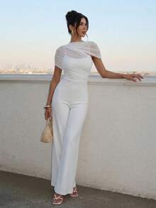 Firerie 女士优雅简约百搭连体裤，适合海滩、机场、度假、工作等场合。 - 白色 - 查看 3