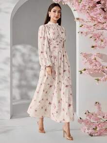Modelyn Đầm nữ thanh lịch in hoa tay phồng, thích hợp cho công sở. - Nhiều màu - Xem 6
