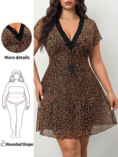 Enliva 春夏大码V领豹纹休闲连衣裙，适合婚礼宾客、度假、沙滩、节日、生日等场合，也可作为吊带裙穿着。
