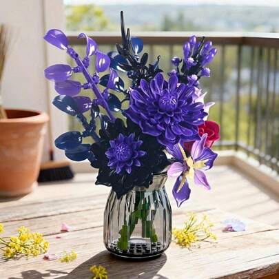 POKOJA LAND Flower Bouquet Building Set: Artificial Flowers Botanical Collection Blocks Kit For Women Wife Adults Home Decor Thanksgiving Christmas Mother's Day Valentine's Gifts