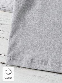 男婴趣味字母印花短袖T恤，夏季 - 灰色 - 查看 8