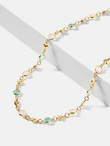 MOTF PREMIUM Dây chuyền vàng PRE GOLD LOVE tinh tế, đính đá màu hồng xanh, nhỏ nhắn, tươi mới. - Nhiều màu - Xem 1