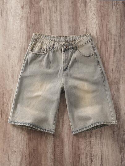 Manfinity Joysei 男士休闲水洗阔腿牛仔短裤