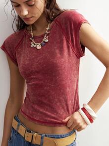 Bohemela Casual Solid Color Backless Knit T-Shirt For Women,Red Top - Red - View 4