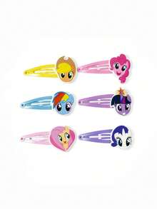 My Little Pony X SHEIN 12 包甜美可爱的卡通糖果色女孩发夹和女士发饰，适合夹刘海和断发。 - 彩色 - 查看 4